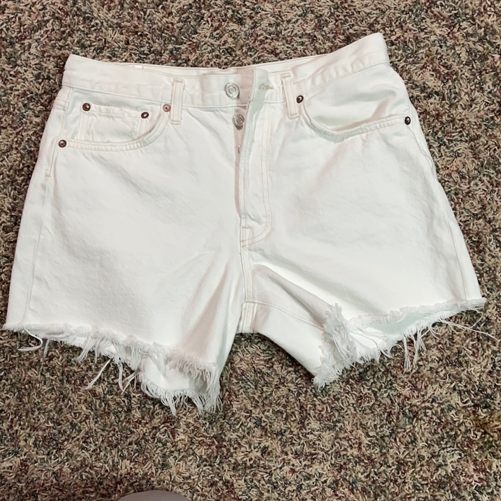 Agolde Parker long white shorts